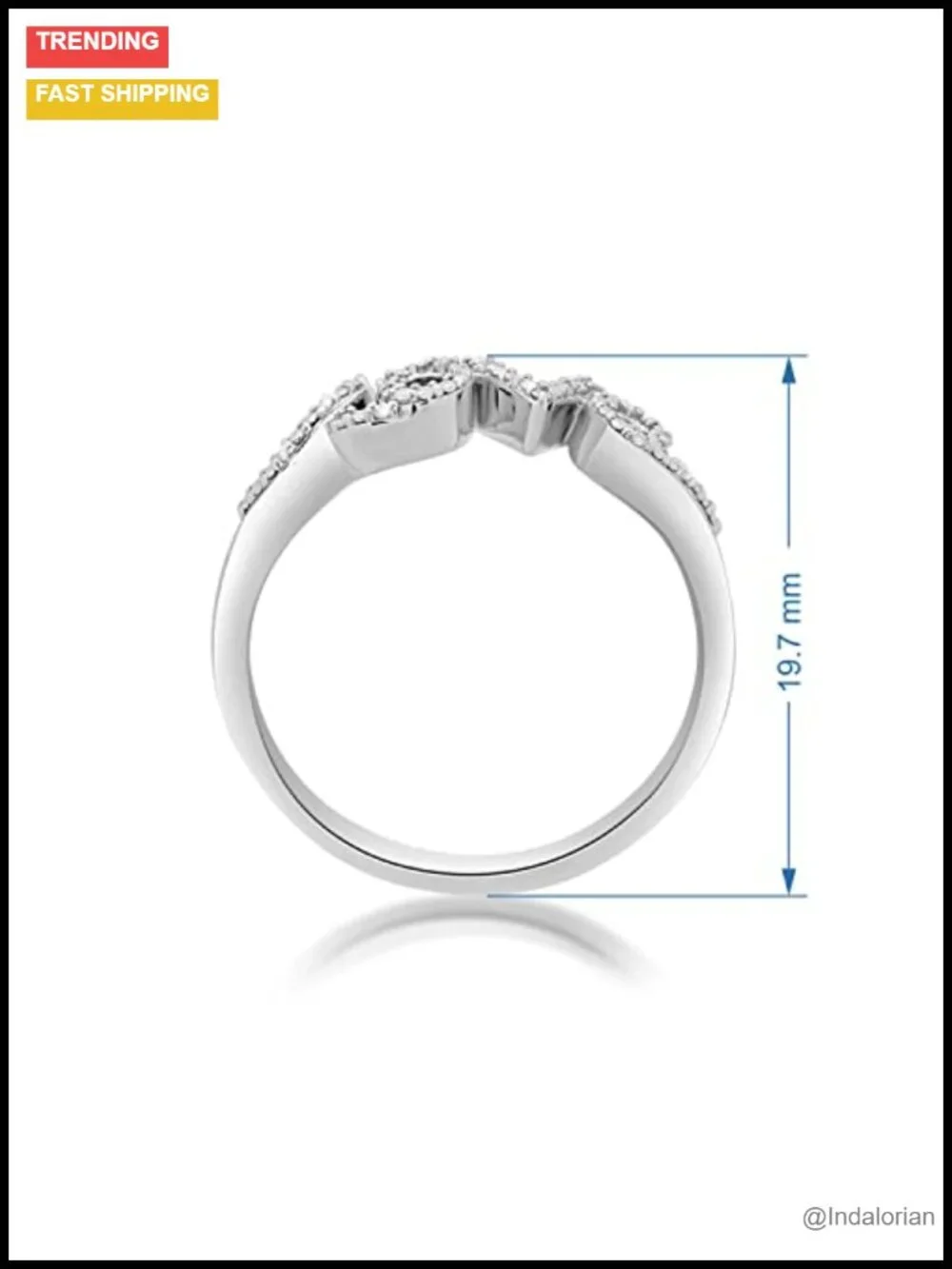 Sterling Silver Love Ring Natural White Diamond Accents Heart Cut-Out Design